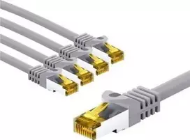 Goobay RJ45 krosavimo kabelis CAT 6A S/FTP (PiMF), 500 MHz, su neapdorotu CAT 7 kabeliu, 2 m, pilka, rinkinys 5 - Kabelio ilgis 2 m