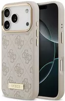 Dėklas Guess 4G Logo Plate MagSafe, skirtas iPhone 18 Pro / 17 Pro, rožinis