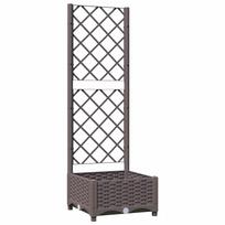 vidaXL Sodo lovelis su treliažu, rudos spalvos, 40x40x121,5cm, PP