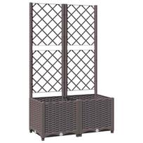 vidaXL Sodo lovelis su treliažu, rudos spalvos, 80x40x136cm, PP