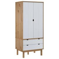 vidaXL Drabužių spinta OTTA, ruda/balta, 76,5x53x172cm, pušies masyvas