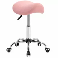 Reguliuojamo aukščio kėdė su ratukais 49–61 cm, 360° besisukanti darbinė kėdė, biuro kėdė biurui, salonui, masažui, SPA, rožinė