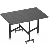 Sulankstomas valgomasis stalas, virtuvės stalas 4-6 žmonėms su 6 ratukais. Mobilus sulankstomas stalas mažoms erdvėms, 120x80x73 cm, juodas