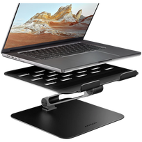 STND-LQB stand for notebooks and tablets. Aluminum HQ stand for laptops size 10-17.3. Adjustable height and angle. Black.