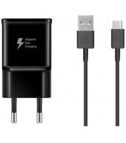Originalus juodas Samsung 15W 1xUSB-A pakrovėjas + USB-A - USB-C 150cm laidas "EP-TA200EBE + EP-DG970BBE"