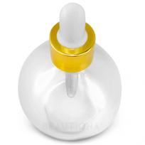 Stiklinis apvalus buteliukas su pipete 75 ml, permatomas stiklas