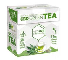 MediCBD žalioji arbata su CBD, 20 piramidinių pakelių × 10 dėžučių, 7,5 mg CBD / pakelis