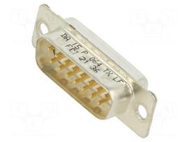Connector: D-Sub | PIN: 15 | plug | male | straight | soldering | 5A | steel