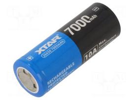 Re-battery: Li-Ion | 26650 | 7000mAh | 3.6V | Ø26.5x69.3mm | 10A | 1pcs.