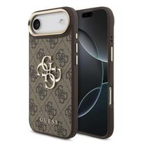 Nugarėlės dėklai Guess Apple iPhone Air PU Leather 4G Metal Logo Gold Frame Case Brown