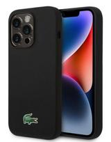 Nugarėlės dėklai Lacoste Apple iPhone 15 Pro Liquid Silicone Microfiber Croc Logo Magsafe Back Cover Black