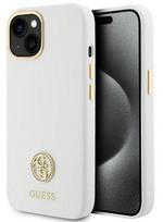 Nugarėlės dėklai Guess Apple iPhone 15 / 14 / 13 6.1 hardcase Silicone Logo Strass 4G White