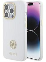 Nugarėlės dėklai Guess Apple iPhone 15 Pro Max 6.7 hardcase Silicone Logo Strass White