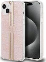 Nugarėlės dėklai Guess - iPhone 15 hardcase IML 4G Gold Stripe Pink