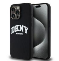 Nugarėlės dėklai DKNY Apple iPhone 15 Pro Max 6.7 hardcase Liquid Silicone White Printed Logo MagSafe Black
