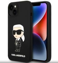 Nugarėlės dėklai Karl Lagerfeld Apple iPhone 15 Liquid Silicone Ikonik NFT Cas Black