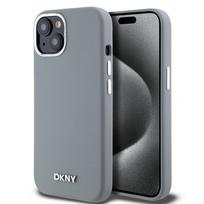 Nugarėlės dėklai DKNY Apple DKNY Liquid Silicone Silver Metal Logo MagSafe Case for iPhone 15 Grey