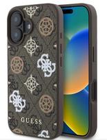 Nugarėlės dėklai Guess Apple iPhone 16 PU 4G Peony MagSafe Case Brown