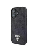 Nugarėlės dėklai Guess Apple iPhone 16 PU 4G Strass Triangle Metal Logo Case Black