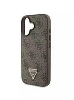 Nugarėlės dėklai Guess Apple iPhone 16 PU 4G Strass Triangle Metal Logo Case Brown