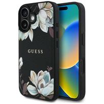Nugarėlės dėklai Guess - Grained Printed Flower         Pattern MagSafe for iPhone 16 Black