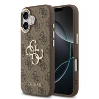 Nugarėlės dėklai Guess Apple iPhone 17 PU Leather 4G Metal Logo Gold Frame MagSafe Case Brown