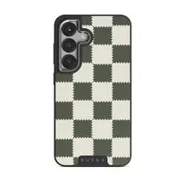 Retro Grid - Samsung Galaxy S25 Plus Case, Elite Dark (Magnetic) / Silver