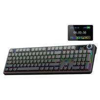 AULA F108 PRO – belaidė mechaninė klaviatūra su ekranu ir rankenėle, viso dydžio klaviatūra, šoninis RGB apšvietimas, karštai keičiama pritaikoma žaidimų klaviatūra – juoda gradientas