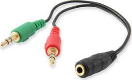 Equip Audio cable splitter 3.5mm-2x3.5mm St/Bu black poly bag