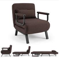 „Costway“ miegamoji sofa-lova su lovos funkcija, transformuojama sofa-lova su 5 reguliuojamo atlošo padėtimis, ruda