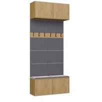 Top E Shop drabužių spinta HAGA II 2W M-MP-G-HAG-II/2W-ART, 1000mm, 350mm, 2380mm, 4 durys, TIP-ON, Artisan oak