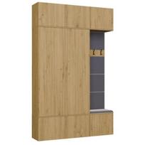 Top E Shop drabužių spinta HAGA III 2SZ1W M-MP-G-HAG-III/2Sz1W-ART, 1500x2380x350 mm, 8 durys, TIP-ON, montavimo rėmas