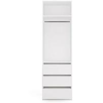Top E Shop drabužių spinta M-MP-SZ-OPN-1W1P3S-BIA, 600x500x2000 mm, balta, 3 stalčiai, 1 lentyna, drabužių kabykla