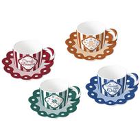 Bialetti puodelių ir lėkštelių rinkinys NCANDY003, 4x80ml, porcelianas, įvairių spalvų, neplauti indaplovėje
