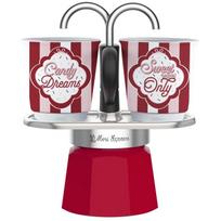 Bialetti kavos virimo aparato rinkinys Mini Express 5461, 90 ml, 2 puodeliai, porcelianas, aliuminis, raudonas, dujinė viryklė