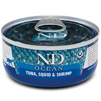 F02024 FARMINA N&D OCEAN - CAT Wet Tuna Squid&Shrimp ADULT 70 g (pak.24), 1 vnt.