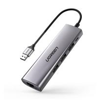5-in1 Hub Adapteris Usb-a 3.0 - Rj45 / 3x Usb-a 3.0 / Micro Usb - Pilkas