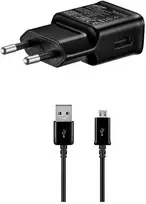 Galaxy EP-TA200EBE + ECB-DU4EBE Samsung 15W kelioninis įkroviklis + microUSB duomenų kabelis, juodas (OOB Bulk)