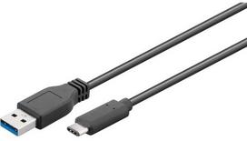 Goobay Sync & Charge Super Speed USB-C į USB A 3.0 įkrovimo kabelis, 0,15 m, 0,15 m, USB A, USB C, USB 3.2 Gen 1 (3.1 Gen 1), 5Gbit/s, Juoda
