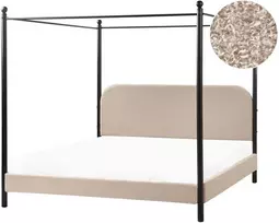 Lova Beliani Lovos su baldakimu Boucle DANNEMOIS 180 x 200 cm smėlio spalvos
