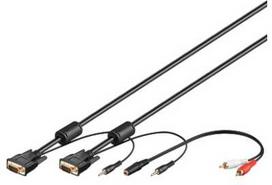 Goobay SVGA audio kabelis - 3 m, 3 m, VGA (D-Sub), VGA (D-Sub), juodas, audio 3,5 mm