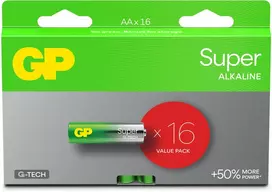 GP Super Alkaline GP15A vienkartinė baterija AA šarminė 1.5 V 16 vnt. Cd (kadmio) Hg (gyvsidabrio)