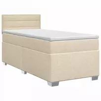 Spyruoklinė lova su čiužiniu Kreminė 90 x 200 cm Audinys