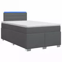 Lova su čiužiniu ir LED apšvietimu Tamsiai pilka 120 x 190 cm
