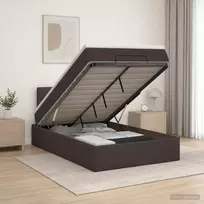Otmana lova su matracsu ir LED Tamsiai rudas 120 x 200 cm