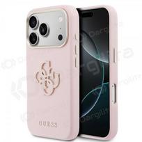 Apple iPhone 17 Pro Max dėklas "Guess PU Grained 4G Resin Metal Logo" (rožinis)