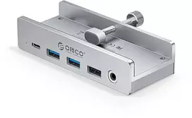 HUB USB Orico USB-C aktyvus, PowerDelivery 100W, HDMI 4K, RJ45, pritvirtinamas prie stalo, sidabrinis (MH8P-SV-BP)