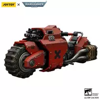 Figūrėlė Games Workshop Figūrėlė Warhammer 40k Blood Angels Raider tipo kovinis motociklas Blood Angels su dvigubais bolt šautuvais, transporto priemonė 1/18, 22 cm