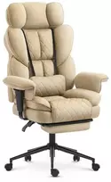 Hells Chair Biuro kėdė su kojų atrama ir reguliuojamais porankiais, audinys, smėlio