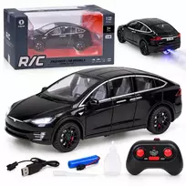 Jokomisiada Tesla Model X RC 1:22 Die-Cast Remote-Controlled Car with LED Lights and Smoke Effect RC0772
